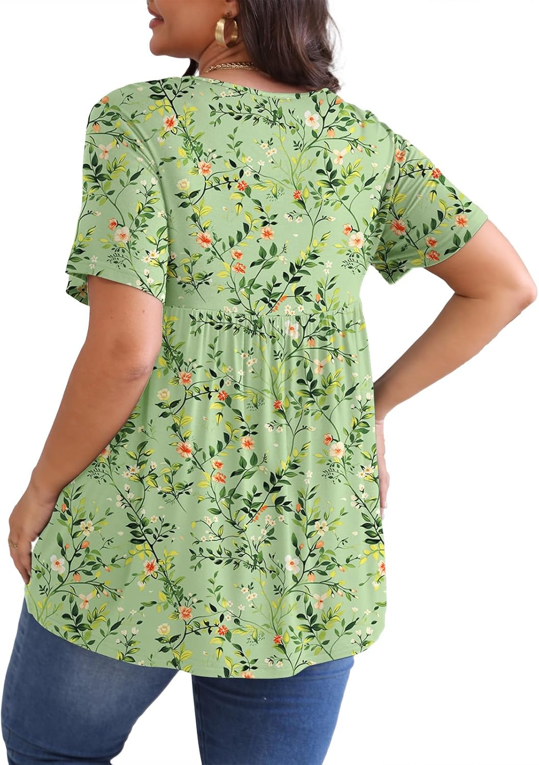 POSESHE Womens Plus Size Tops 2025 Summer Short Sleeves Tunic Tops Casual V-Neck Wrap Shirts Cute Dressy Work Blouses L-4XL - Image 6