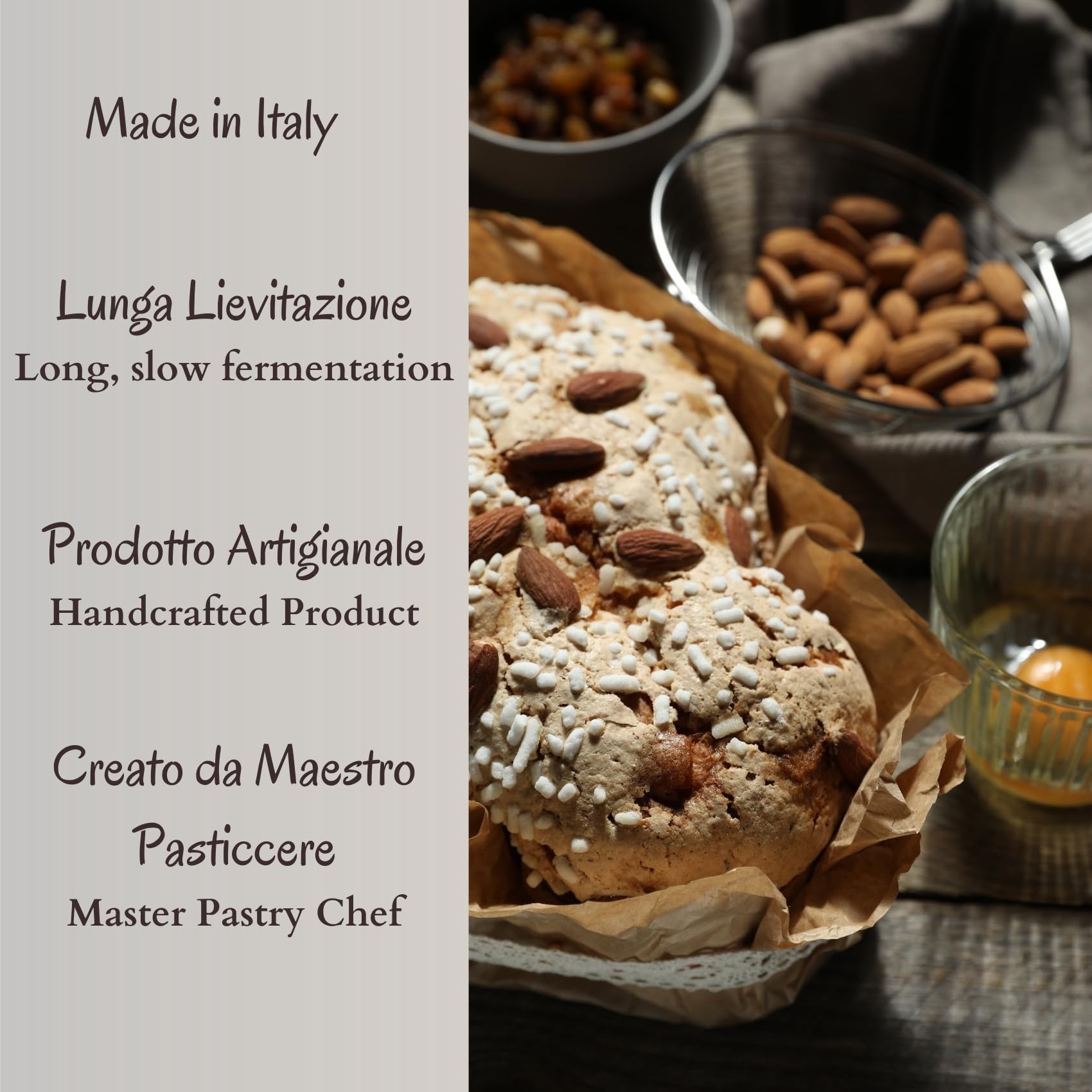 Dessert de Pâques Sans Gluten et Sans Laitiers, Gâteau Artisanal aux Raisins Secs et Fruits Confits, 700 Gr