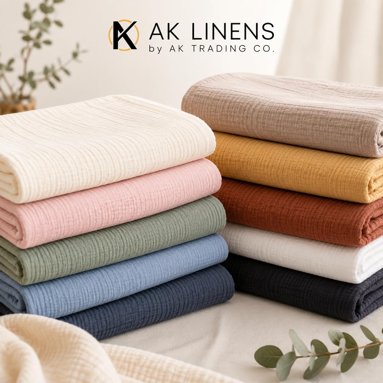 AK TRADING CO. 127 cm breit – 100% Baumwolle Island Breeze Gaze-Stoff – perfekt für Bekleidung, Wickeln, Basteln, Zuhause, Fotoshootings, DIY-Projekte. (Elfenbein, 4,5 m)