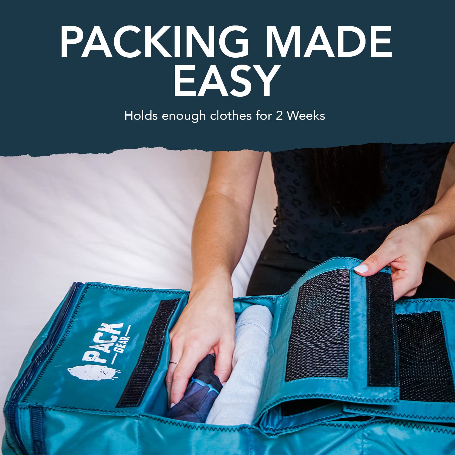 Pack Gear Organizer do walizki, zapakuj więcej do swojego dużego bagażu podręcznego, natychmiast rozpakuj za pomocą tych kompresyjnych kostek do pakowania do walizek, wiszący organizer na półkę do szafy (zielony) (podręczny )