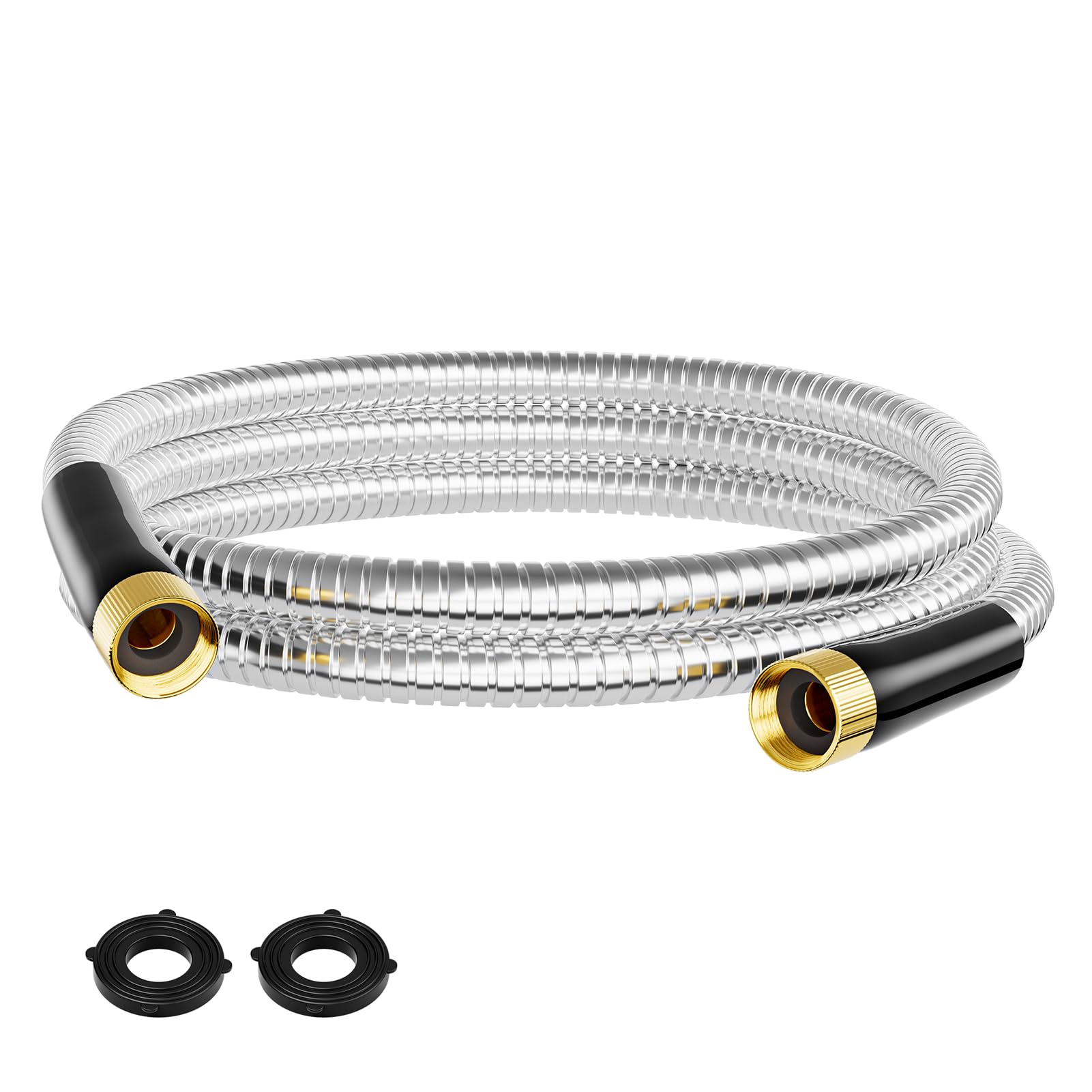 SPECILITE 10FT Short Garden Hose, 1/2" 304 Stainless Steel Leader Hose with Female to Female Brass Fittings, Flexible, Heavy-Duty & Never Kink, Water Pipe for Yard, Outdoor, Lawn