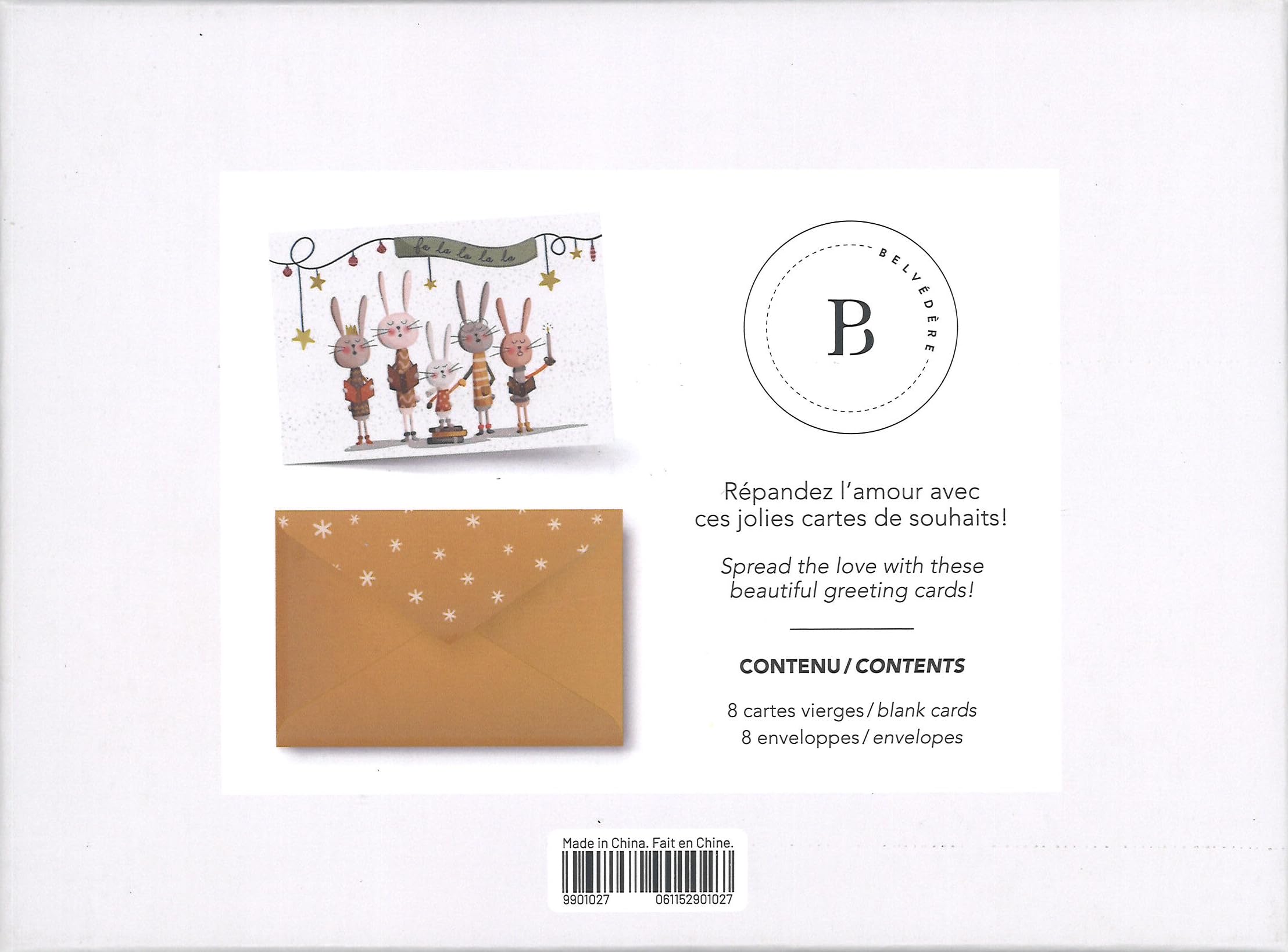 Pierre Belvedere Inc - 8 cartes de vœux et enveloppes Fa la - Taille moyenne - 17,8 x 12,7 cm - 9901027