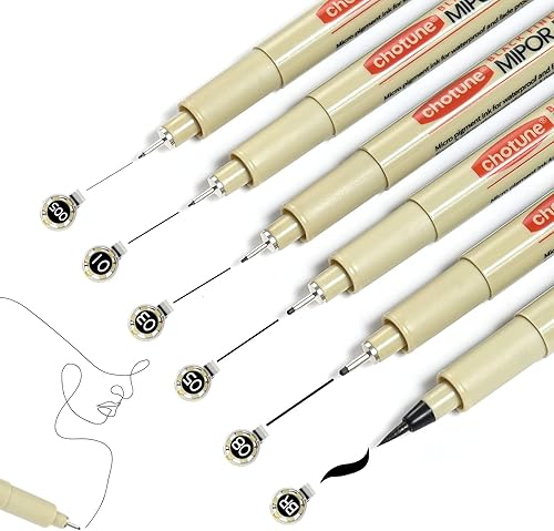 Juego de 6 marcadores multipunto negros de punta fina, marcadores de tinta archivada impermeable para dibujo, ilustración artística, bocetos, dibujo