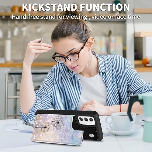 Miniatura 5 de FUYOCWE Funda para Samsung Galaxy A54 5G con tarjetero, diseño floral de diente de león de piel sintética con ranura para tarjetas para mujeres y