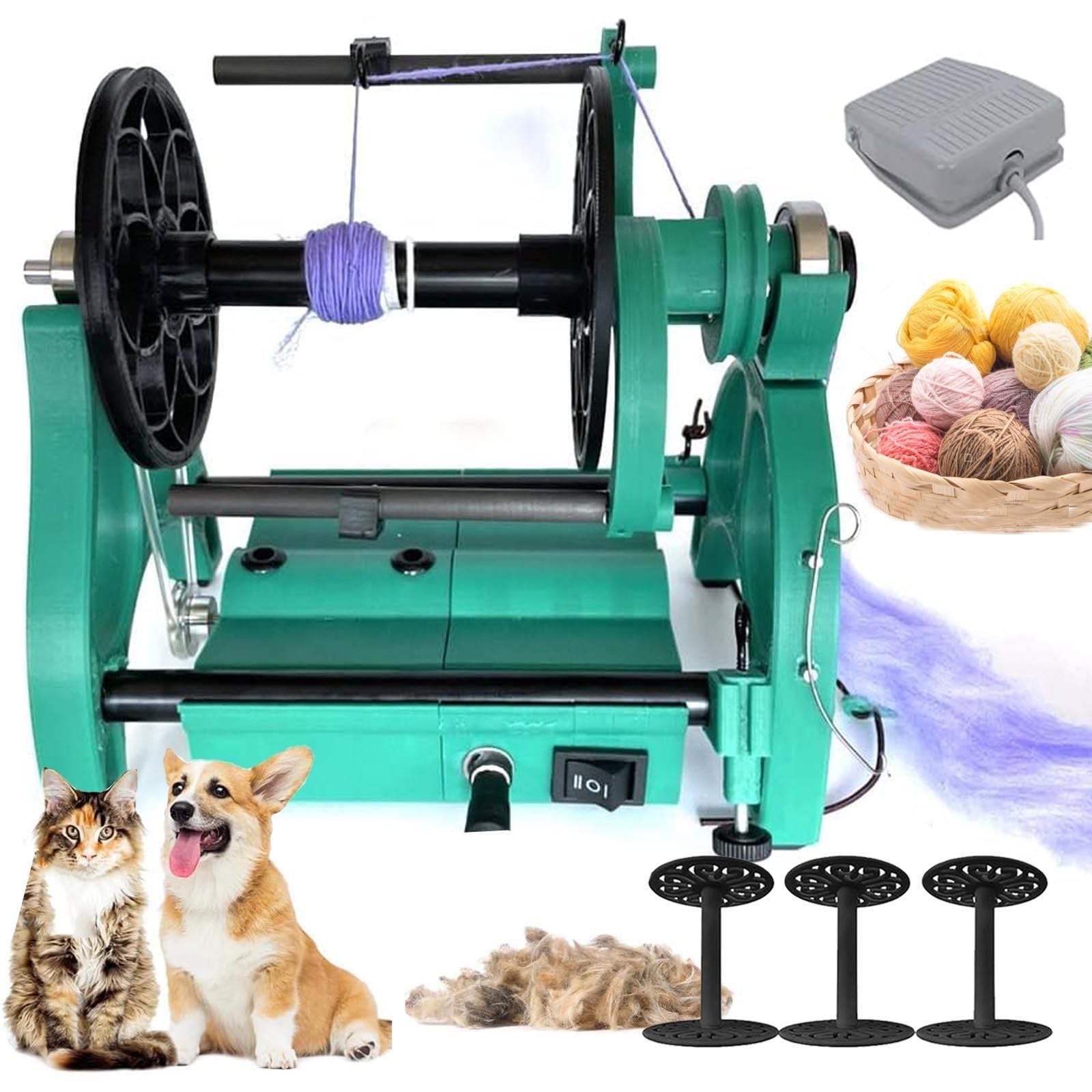 lealovengzh Adjustable Speed Wool Yarn Winding Machine,12v Yarn Spinning Wheel,800rpm Maximum Speed,Modular Design,Easy to Disassemble,4 Ounce Capacity,for Yarn Weaving Green
