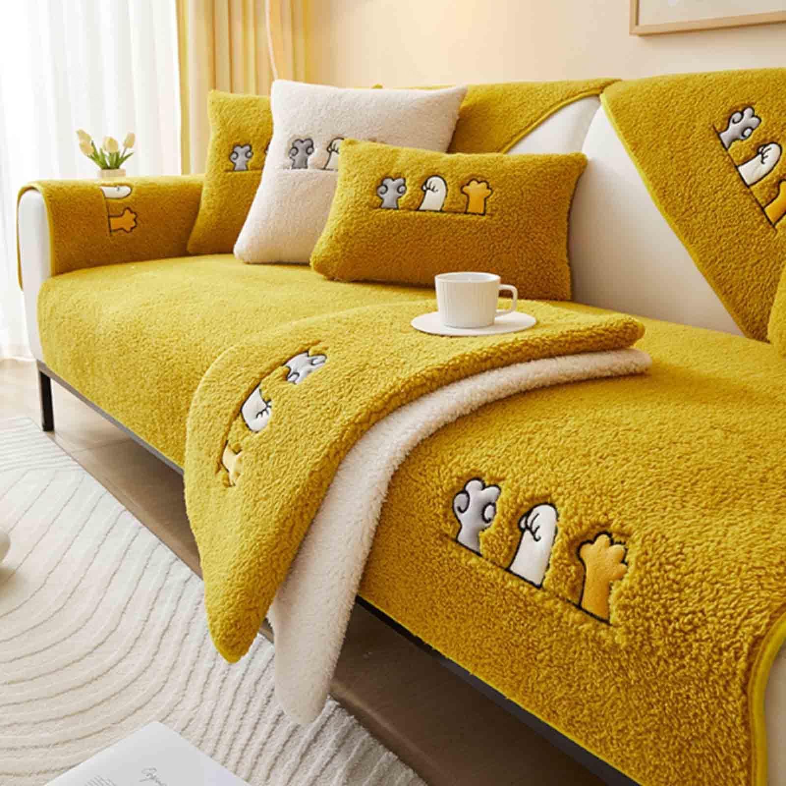MTHGH Corner Sofa Cover L-shaped Sofa Cover 3-seater and 2-seater Sherpa Sectional Sofa Cover, Warm Anti-slip Sofa Cover Sofa Cover Washable Sectional Sofa.,C-70x210cm ā image 1