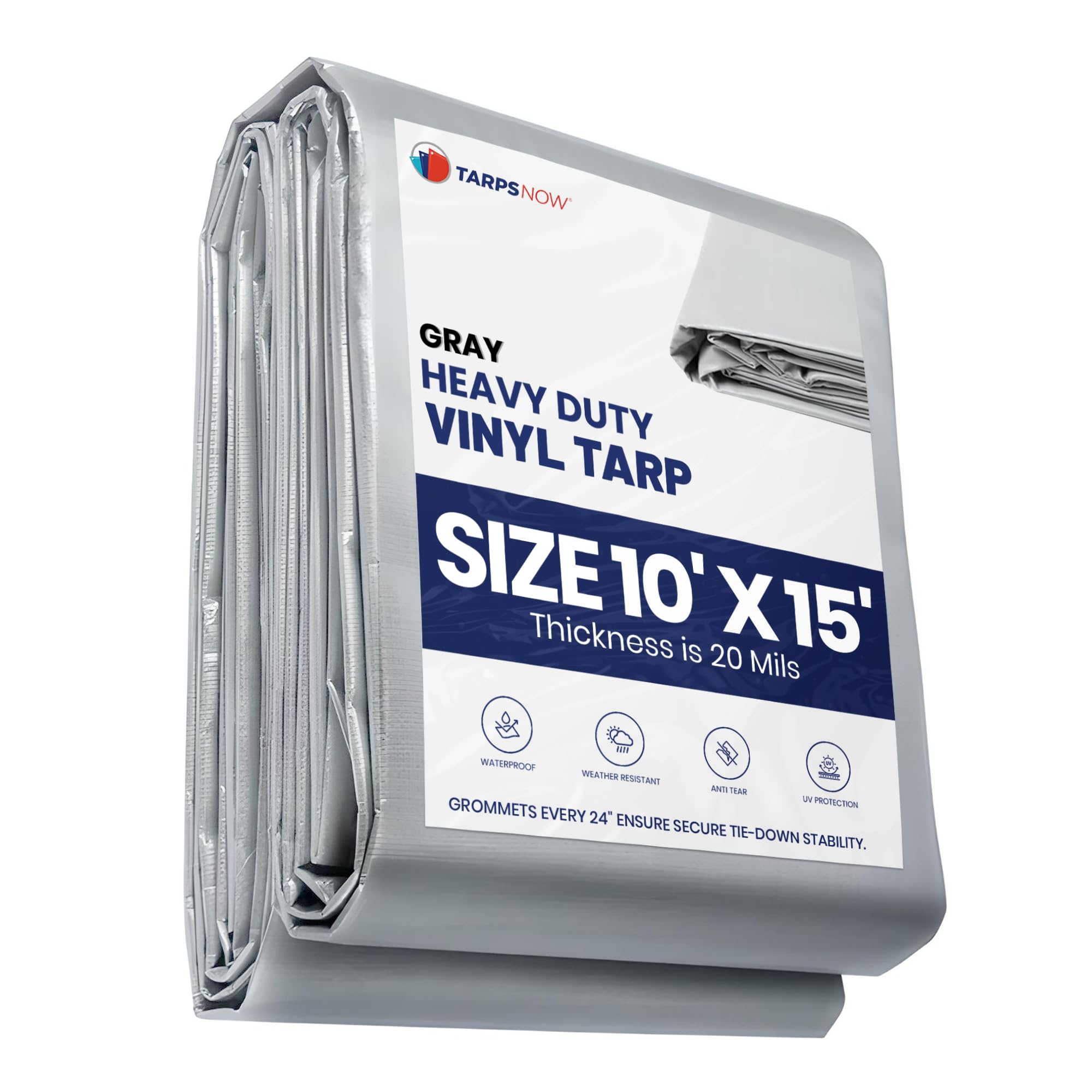 Tarps Now Heavy Duty Vinyl Tarp with Grommets, (10' x 15