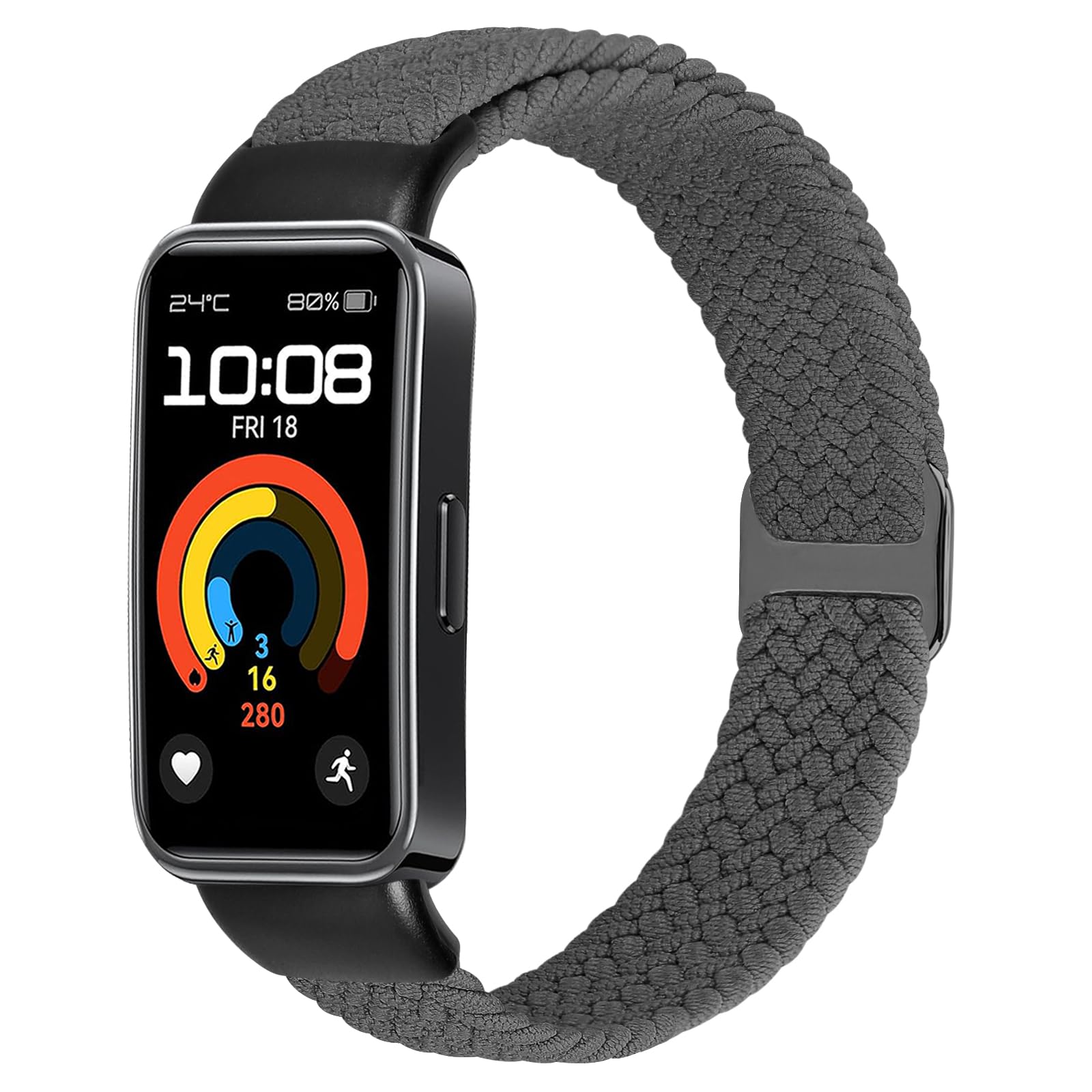 KIBDSNG Braided Watch Strap Compatible with Huawei Band 10/Huawei Band 9/Huawei Band 8, Elastic Adjustable Nylon Replacement Strap for Huawei Band 10/9/8 for Women Men