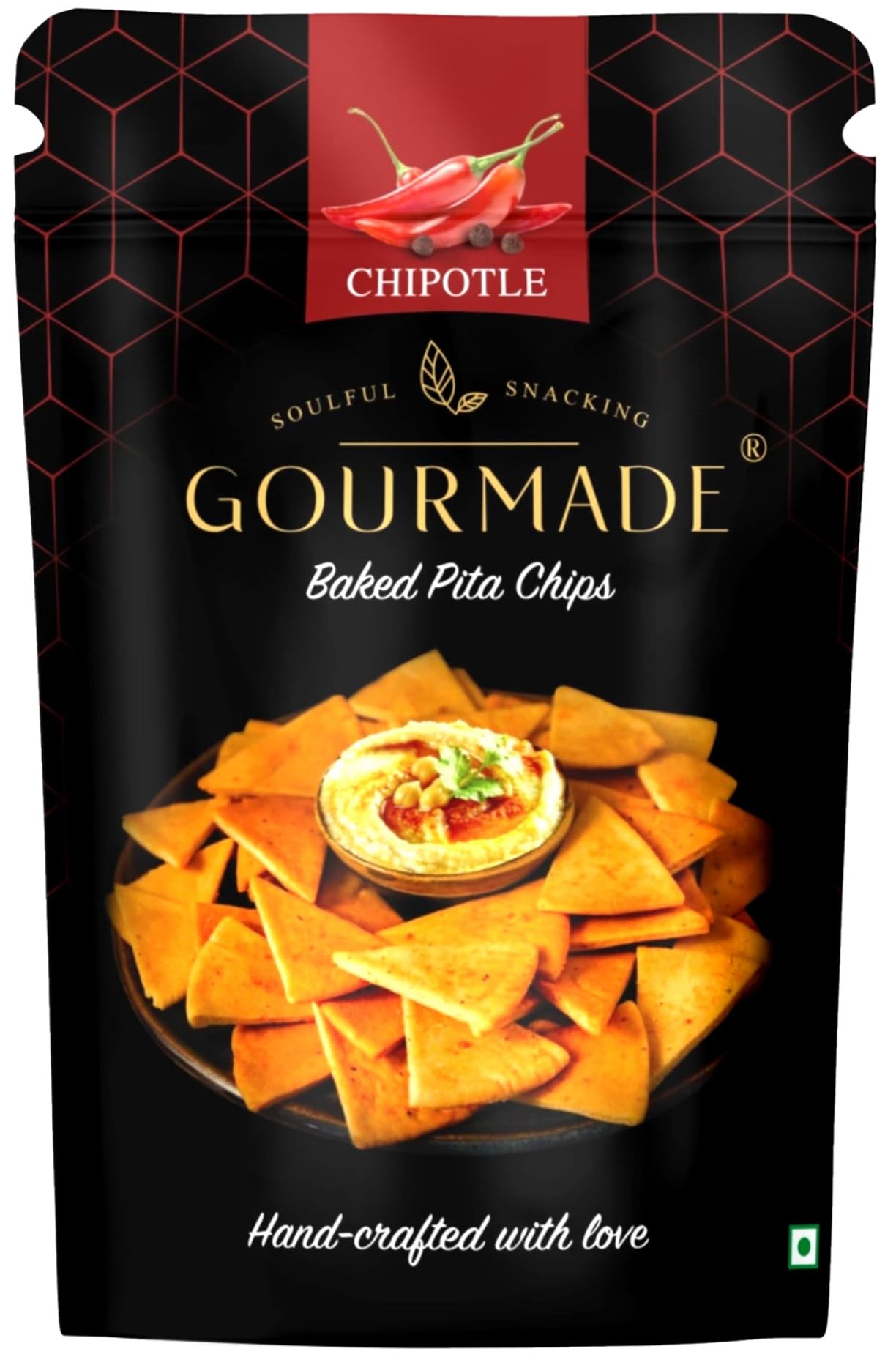 Gourmade Soulful Snacking Pita Chips Snacking Chipotle(Pack of 1,125gm)|Baked Chips|Bar Party Snacks|Dip Chips|Starter Chips|Healthy Travel Snack|Mediterrianean Pita Bread Chips|Nachos & Tortillas-image-45