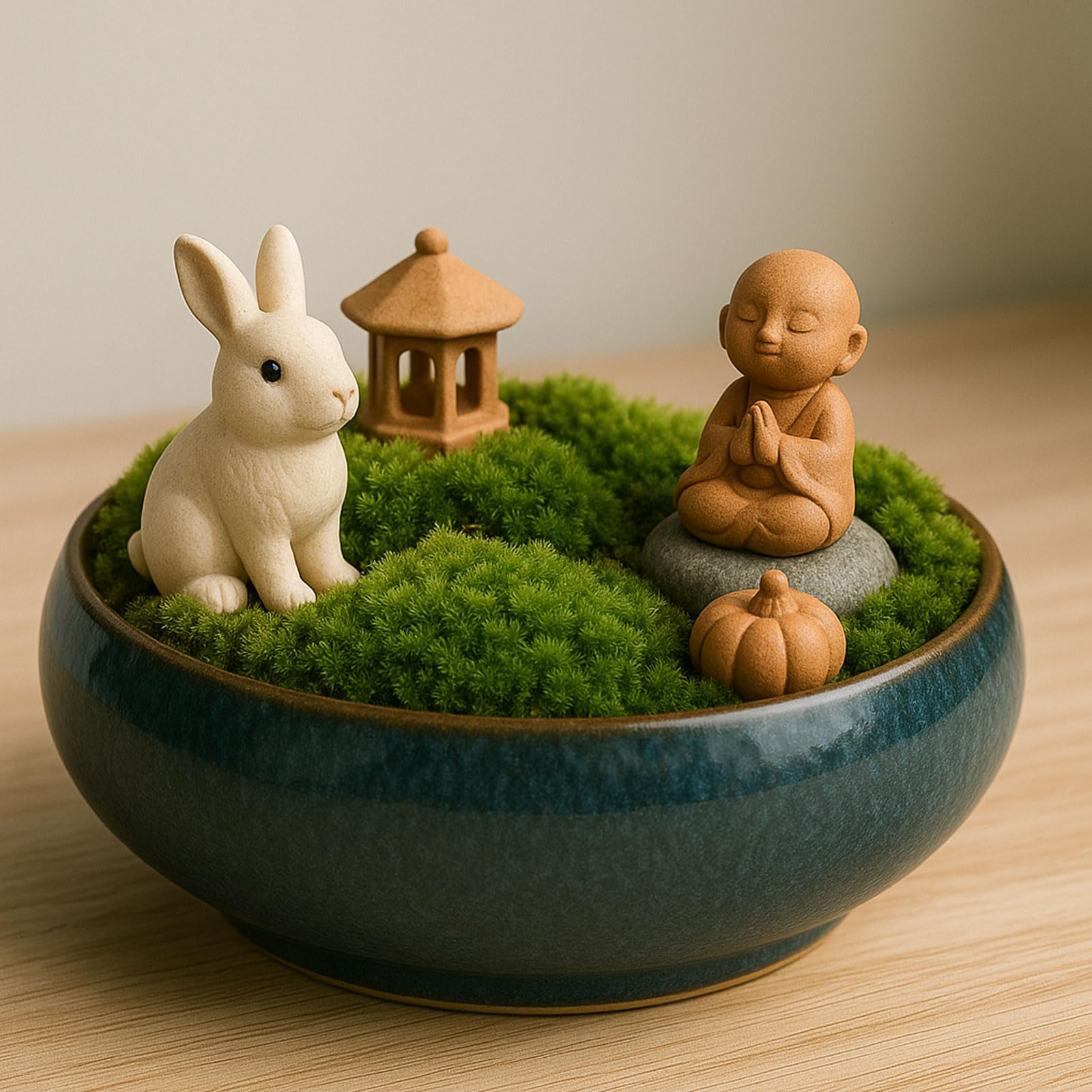 Maceta de cerámica esmaltada Lotus Bowl para plantas acuáticas, para interior y exterior, hidropónica, poco profunda, para semillas de loto, suculentas, bonsái, composición de nenúfares (azul)