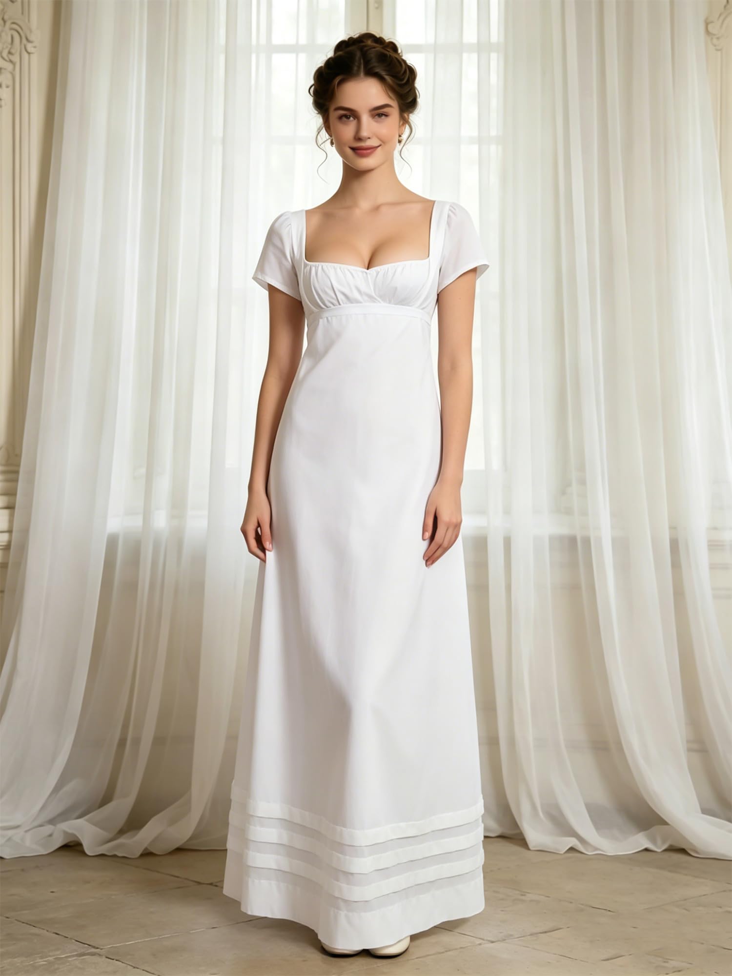 Alvivi Damska spódnica maxi, średniowieczna sukienka kostiumowa w stylu vintage, retro, długość do ziemi, sukienka do spania, sukienka ciążowa, odzież na imprezę, kostium historyczny