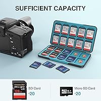 Vista 2 de HEIYING Funda para tarjetas SD, estuche portátil de almacenamiento de tarjetas de memoria compatible con 20 ranuras para tarjetas SDXC SDHC y 20