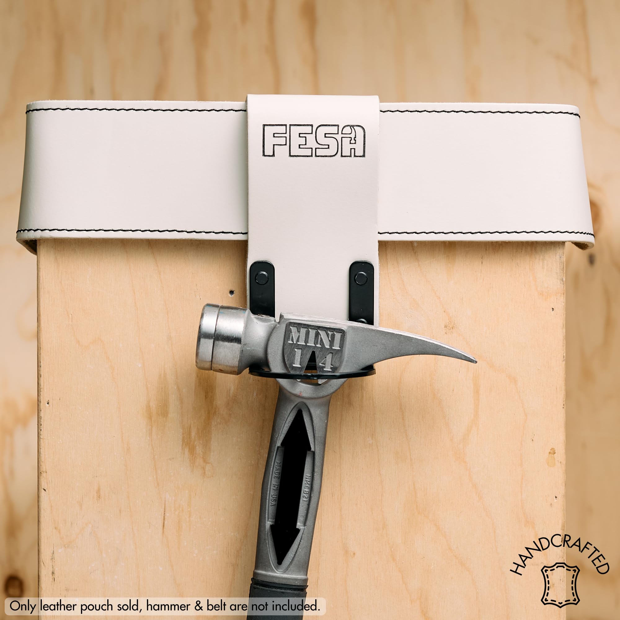 FESA Leather Drywall Tool Pouch – 10-in-1, Top Grain Leather, Steel Hammer Loop, Fits 3” Belts