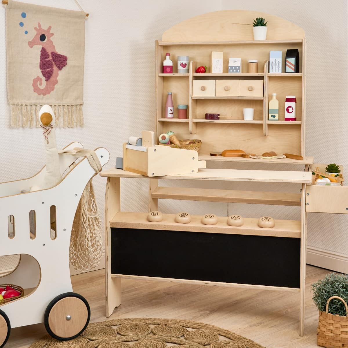 Meppi Kaufladen Cookie aus unbehandeltem Holz - Kaufmannsladen für Kinder - Marktstand - Shop