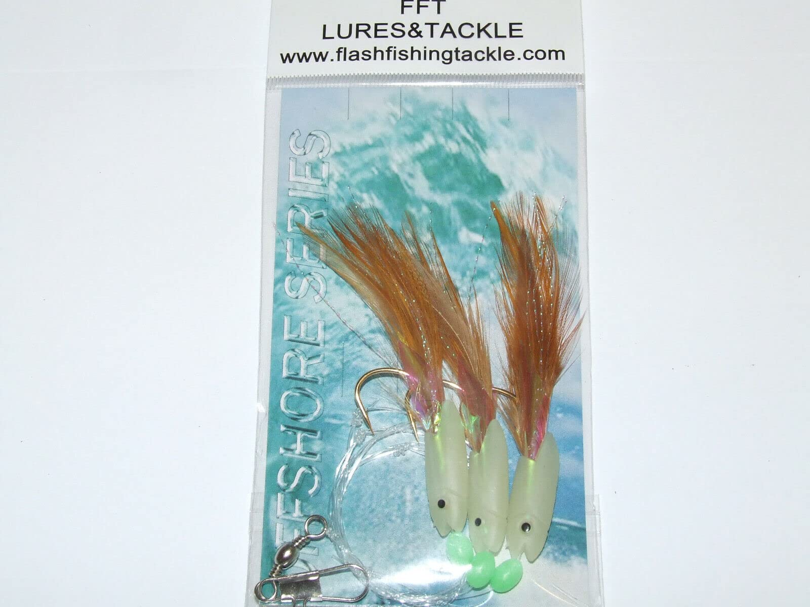 Yoshikawa Mitraillette Maquereau – 15 Sachets De Plumes Avec Perles Lumineuses – Leurre De Pêche Mer, Nuit Et Jour, Pour Prédateurs