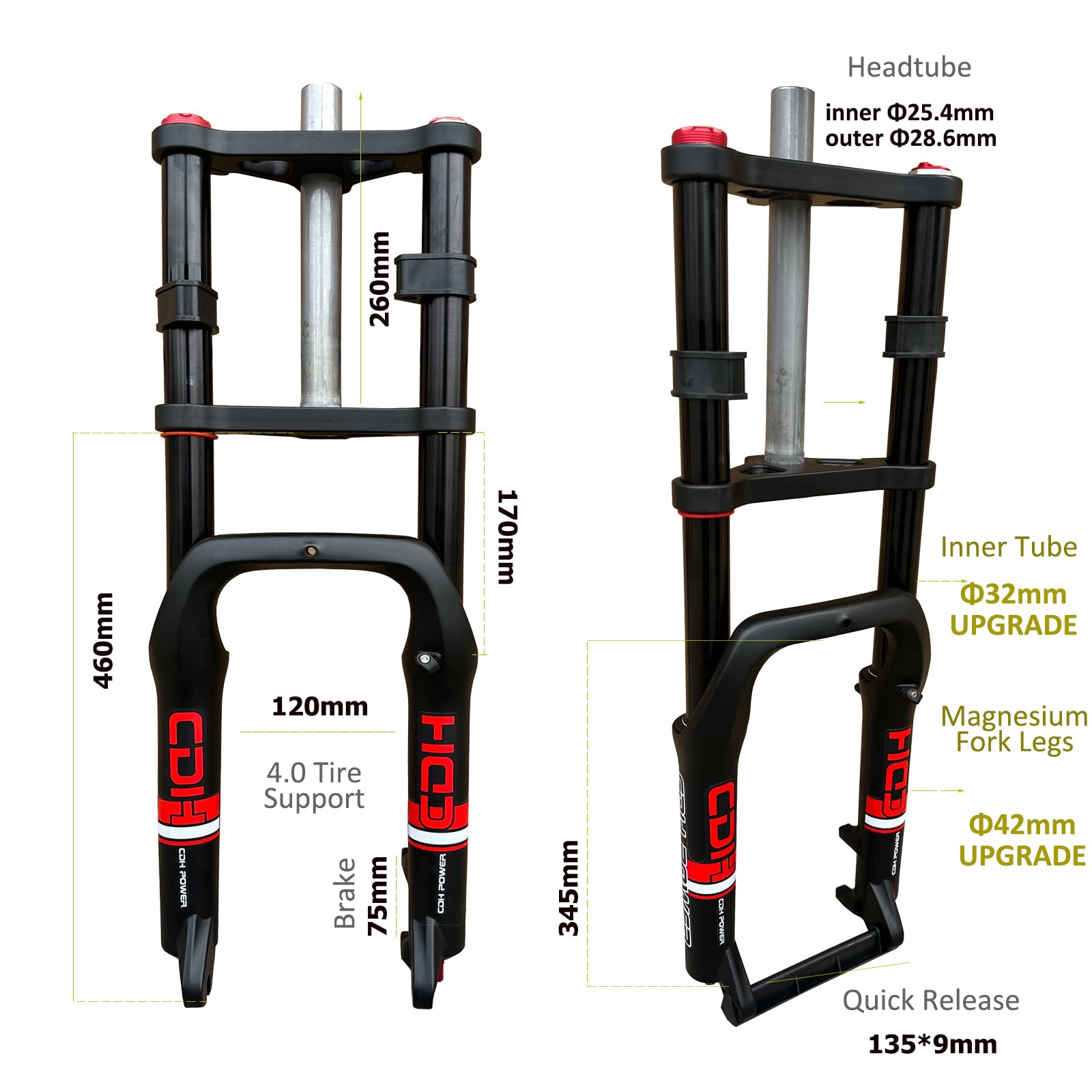 テーパー/エア倒立ショックフォークEbike. 26-29x ～ 4.8 まで。 Amazon.com : CDHPOWER 20