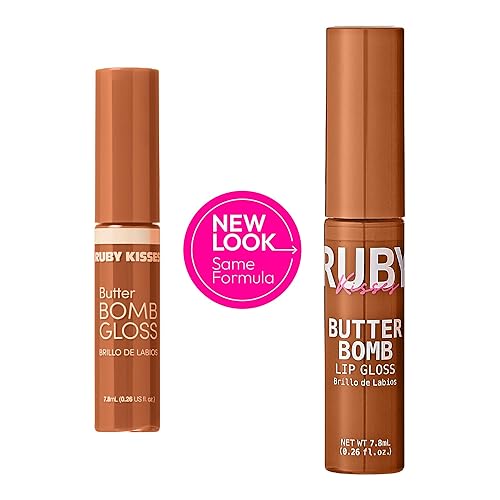 Miniatura 7 de Ruby Kisses Brillo de labios Butter Bomb Gloss Brillo de labios no pegajoso Vitamina E Maquillaje de labios natural nude, 0.3 fl oz (0.26 US fl oz)