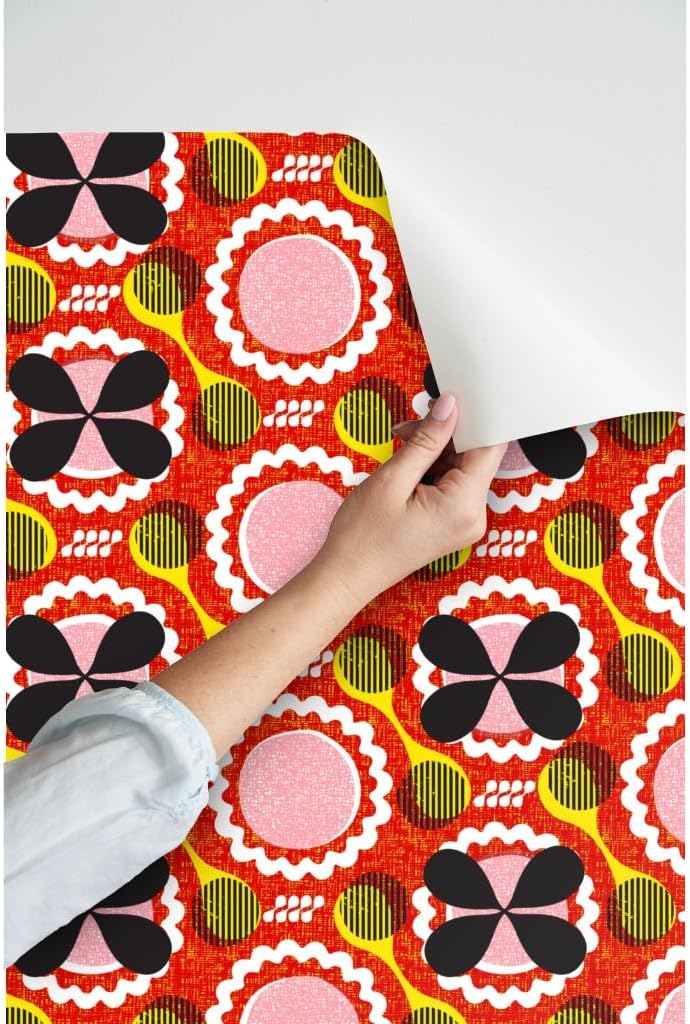 Peel & Stick Wallpaper 3ft x 2ft - Africa Inspired Print Dots Art Afrocentric Colorful Graphic Bold Boho Modern Custom Removable Wallpaper by Spoonflower