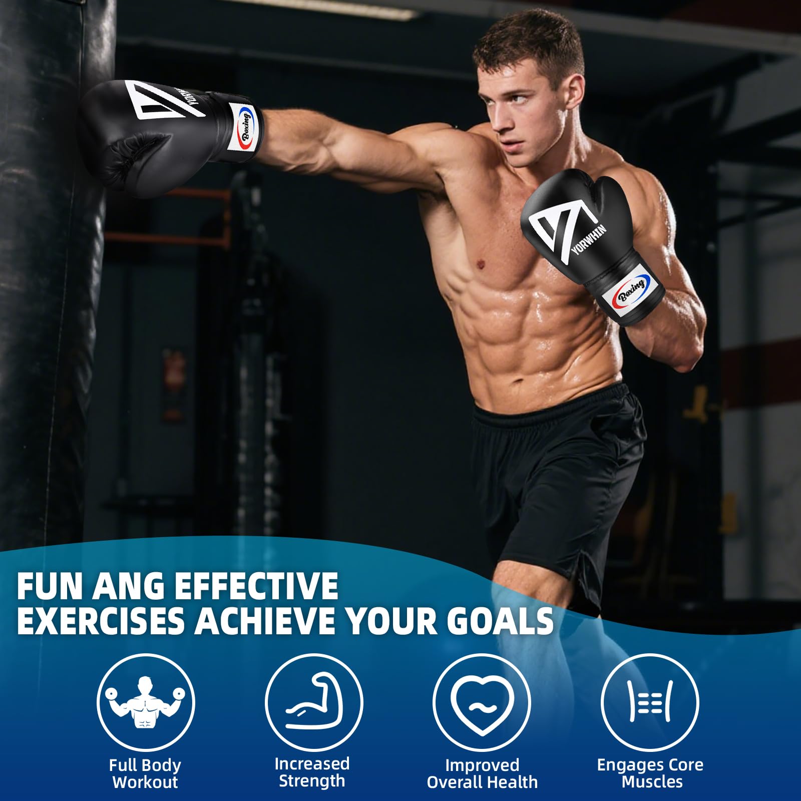 Boxing Gloves for Men Women, Training Sparring Boxing Gloves, Heavy Punching Bag Workout Gloves for Boxing Kickboxing Muay Thai Mixed Martial Arts MMA Training