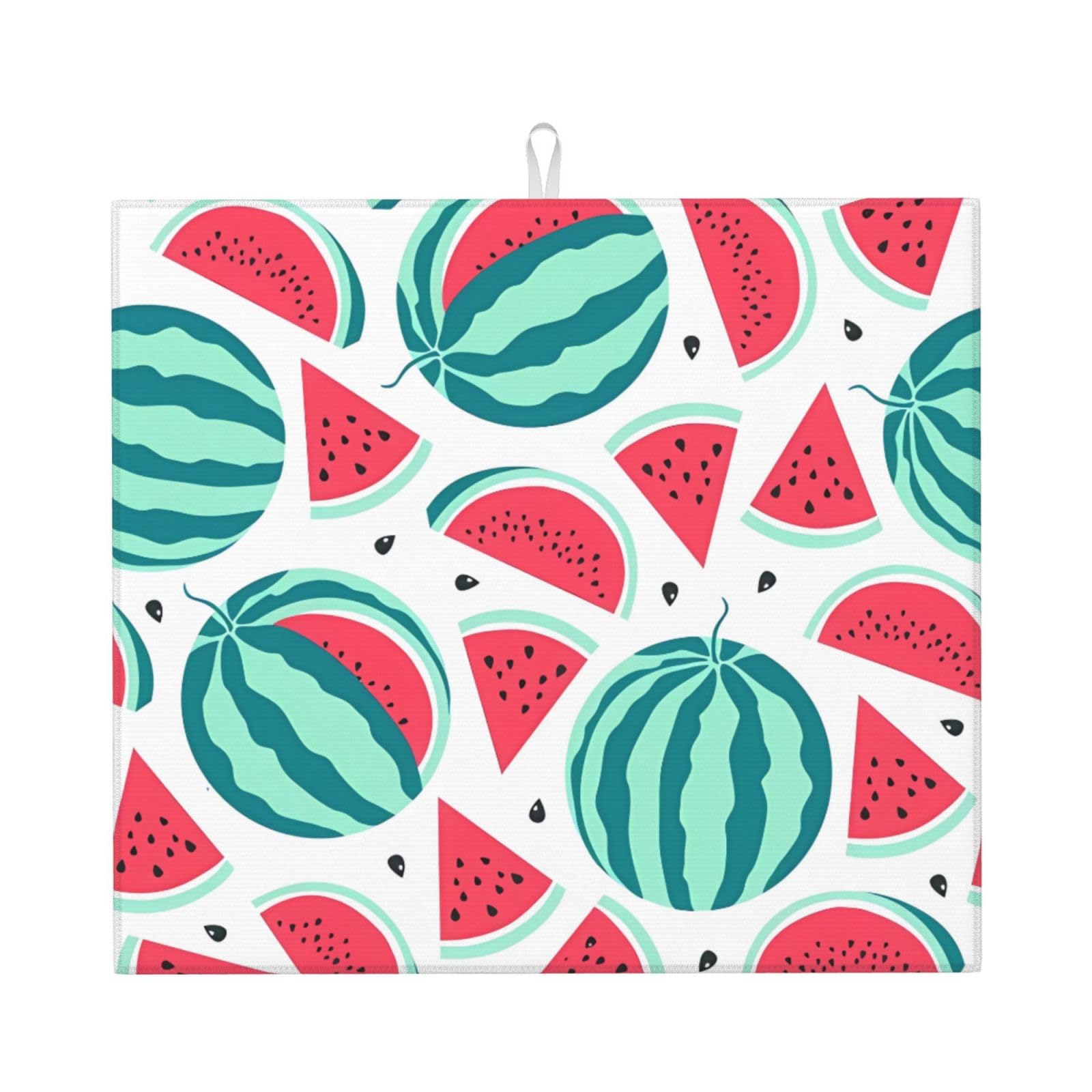 YYHWHJDE Fruits Watermelon Prints Kitchen Drying Mat – Absorbent Dish Throw, Non-Slip Countertop Layer with Vibrant Prints, Ideal for Housewarming