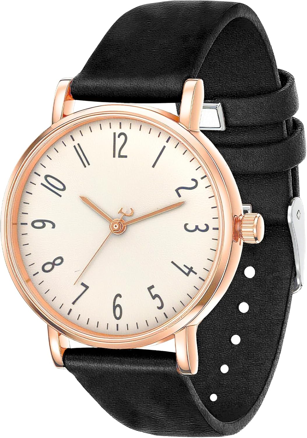 Women’s Waterproof Gold Analog Watch – Black Leather Strap,3 Hand,Small Watch with White Dial, Fashion Quartz Wristwatch for Women.
