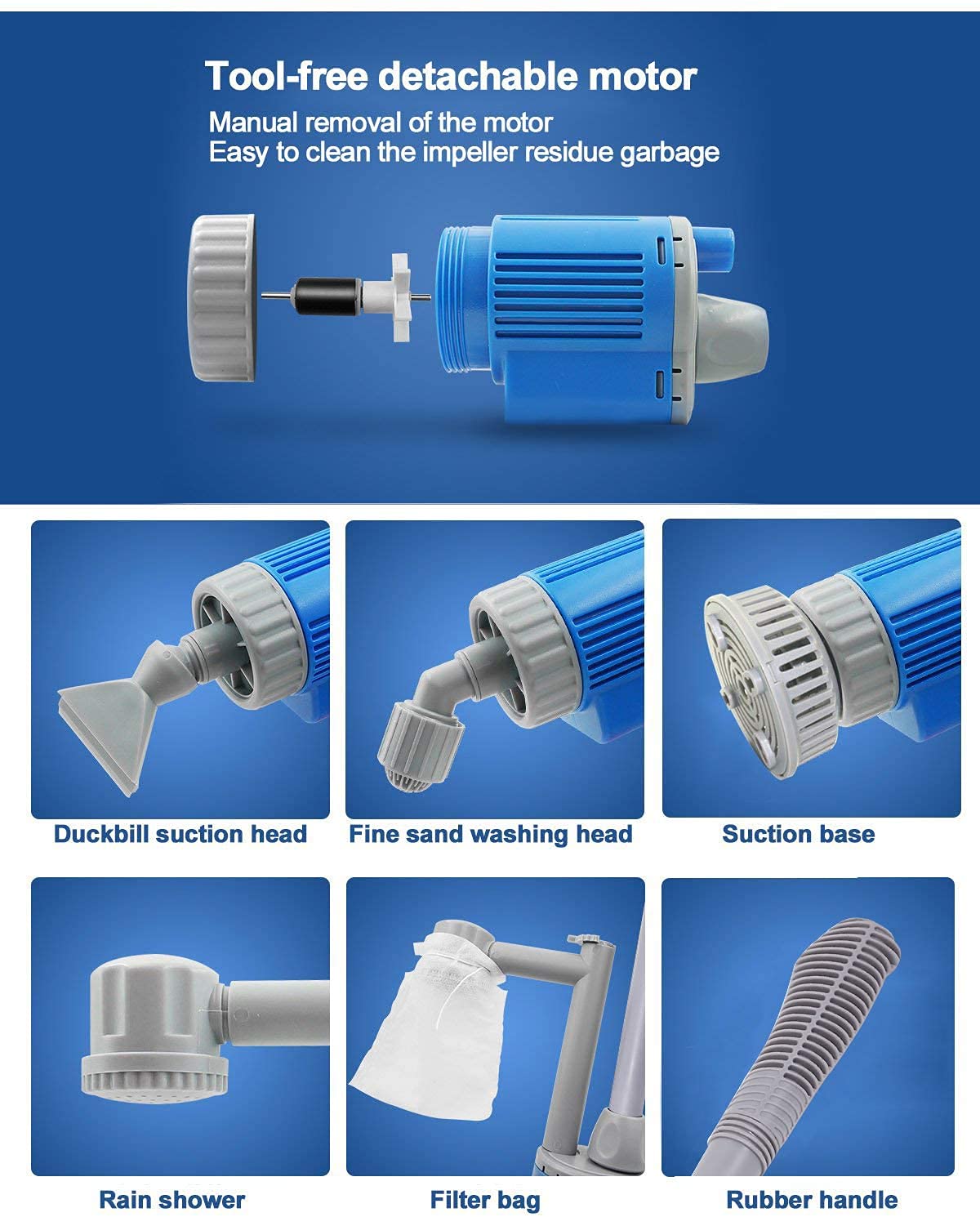 UPETTOOLS Aquarium Gravel Cleaner Electric Automatic Removable Vacuum