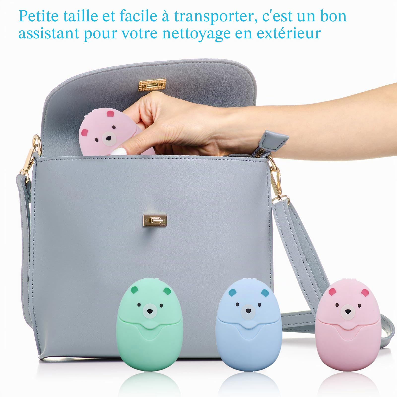 Papier Savon Jetable – 6 Boîtes De 50 Feuilles, Coloris Vert/bleu/rouge, 7,5x5,5x1,2 Cm, Léger (80 G), Pour Voyage, Camping, Salle De Bain