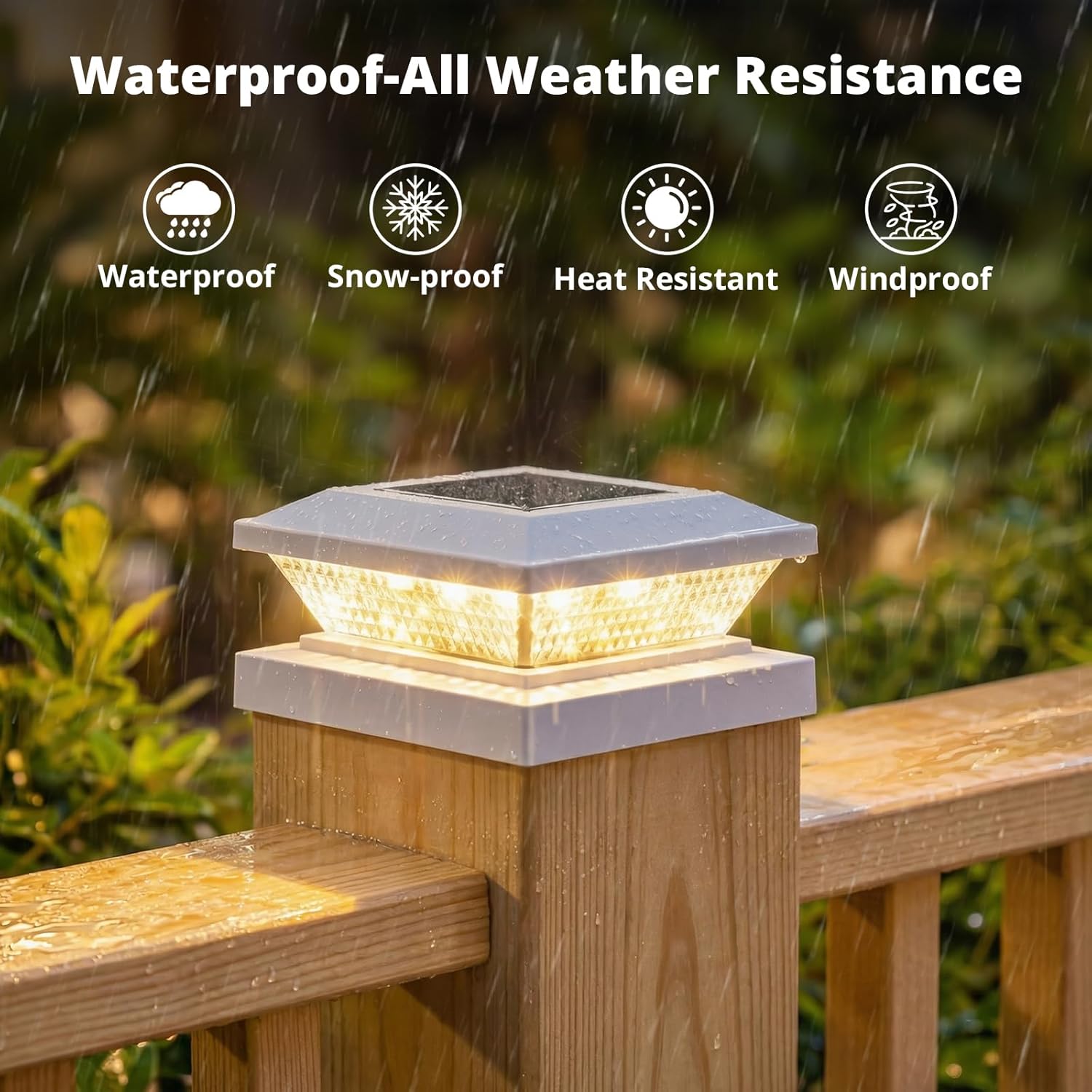 Mlambert 4x4 Solar Post Cap Lights Outdoor 12 Pack, Waterproof Solar Fence Light for Wooden/Vinyl Post, 2 Color Outside Deck Patio Porch Decor, White