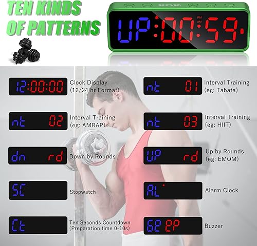 Miniatura 2 de Portable Gym Workout Timer, Fitness Clock with The Rubber Case and Built-in Magnetic Spine, Large LED Digital Anti Vertigo Display, for Home Garage