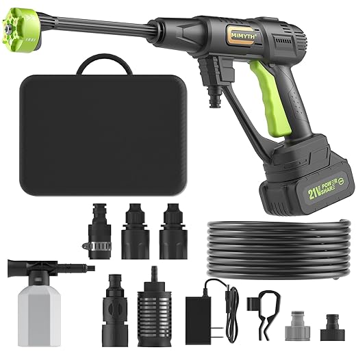 Cordless Pressure Washer Battery Powered; 990PSI Cordless Power Washer with 6-in-1 Nozzle, 23FT High-Elastic Hose, 21V Battery&Charger; Portable Handheld Pressure Washer Cleaner for Home, Car, Garden
