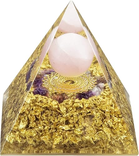 Rockcloud The Crown Chakra Orgón Pirámide Bola de Cristal de Cuarzo Rosa Reiki Equilibrio Generador de Energía Mediación Yoga Decoración de Oficina