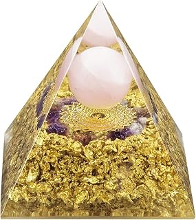 Rockcloud the Crown Chakra Orgone Pyramid Rose Quartz Crystal Ball Reiki Balancing Energy Generator Mediation Yoga Home Office Decor