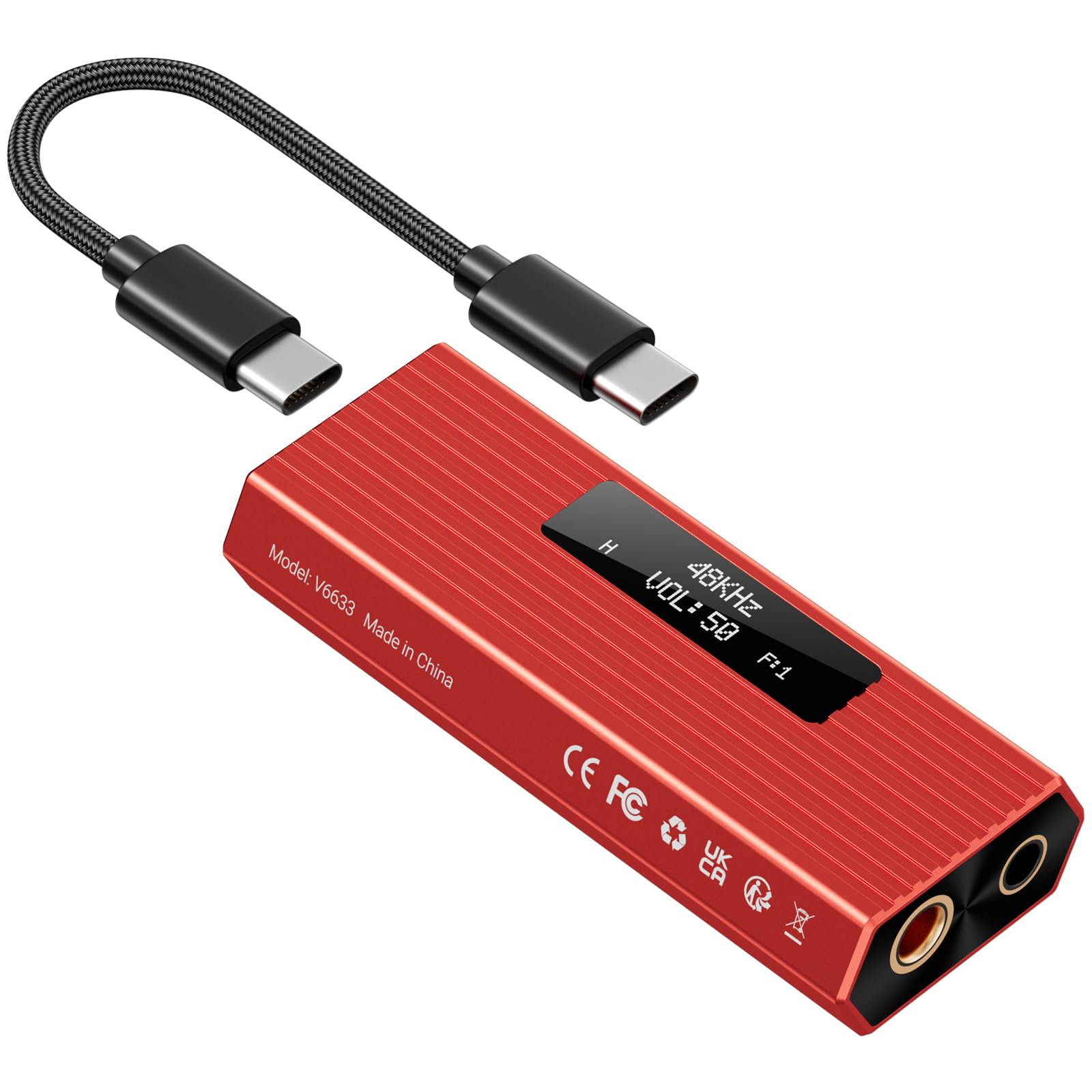 USB-C DAC Kopfhörerverstärker, tragbarer HiFi DAC mit ES9038Q2M, DSD256, PCM 384kHz/32Bit, symmetrische 4,4-mm- und 3,5-mm-Ausgänge, kompatibel mit iPhone 15/16, Android, PC, Mac