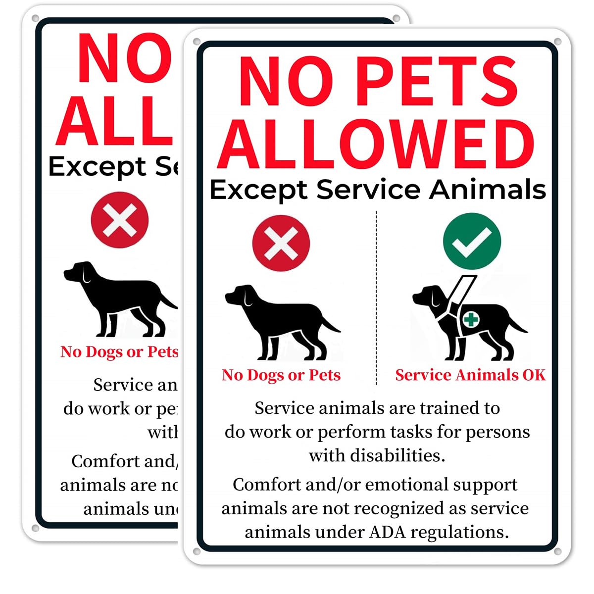 E-HORDE No Pets Allowed Sign 10x14 Inches, Aluminum 'No Dogs Except Service Animals'