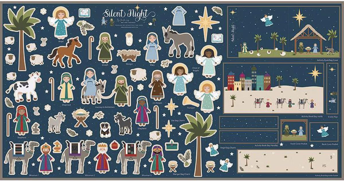 Riley Blake Designs Assorted Jennifer Long Silent Night Nativity Felt Doll & Bag Set 1 36" X 69" Panel Riley Blake Ft13576-Panel