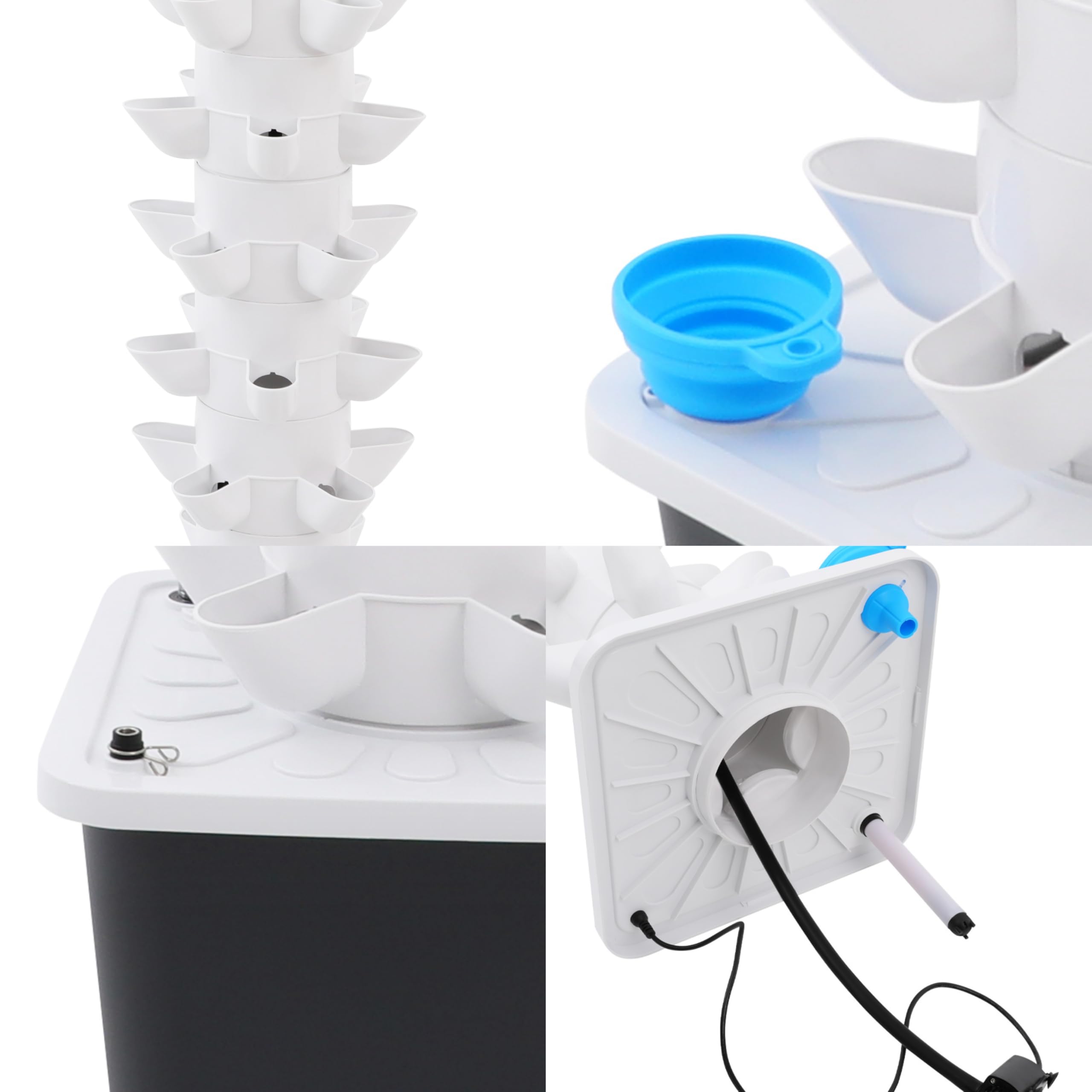 Torre idroponica a 7 livelli, 35 fori, sistema di coltivazione idroponica da giardino, sistema di coltivazione senza terra, torre verticale per piante, frutta e verdura (grigio)