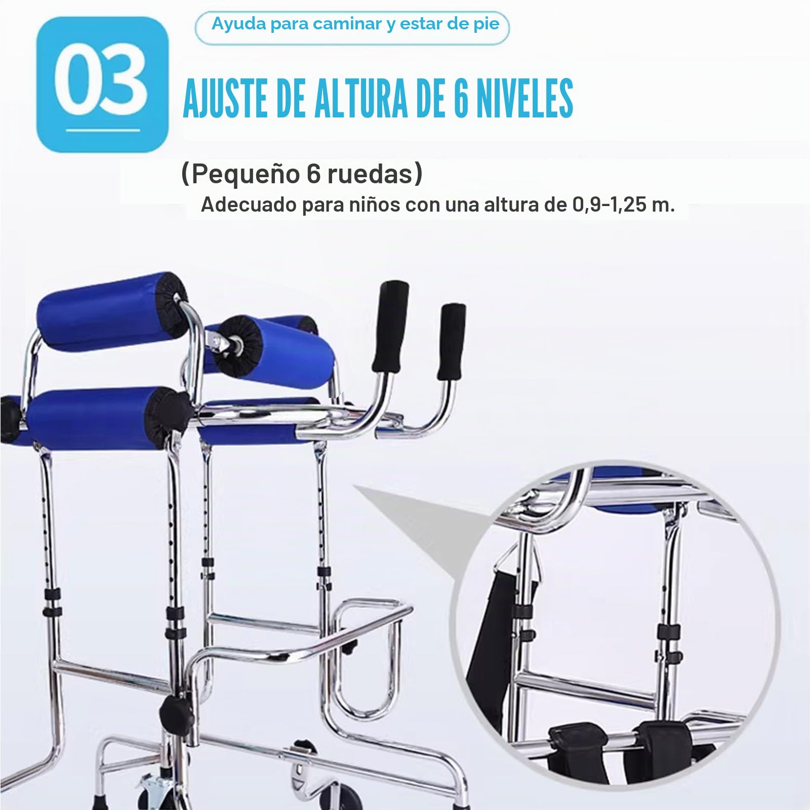 Ortopedia Rollator 6 Ruedas Caminadores Para Niños Con Parálisis Cerebral, Andadores Estrechos Con Asiento, Walking Aid Carro De Rehabilitación Con Asiento, Andador Móvil De Altura Ajustable