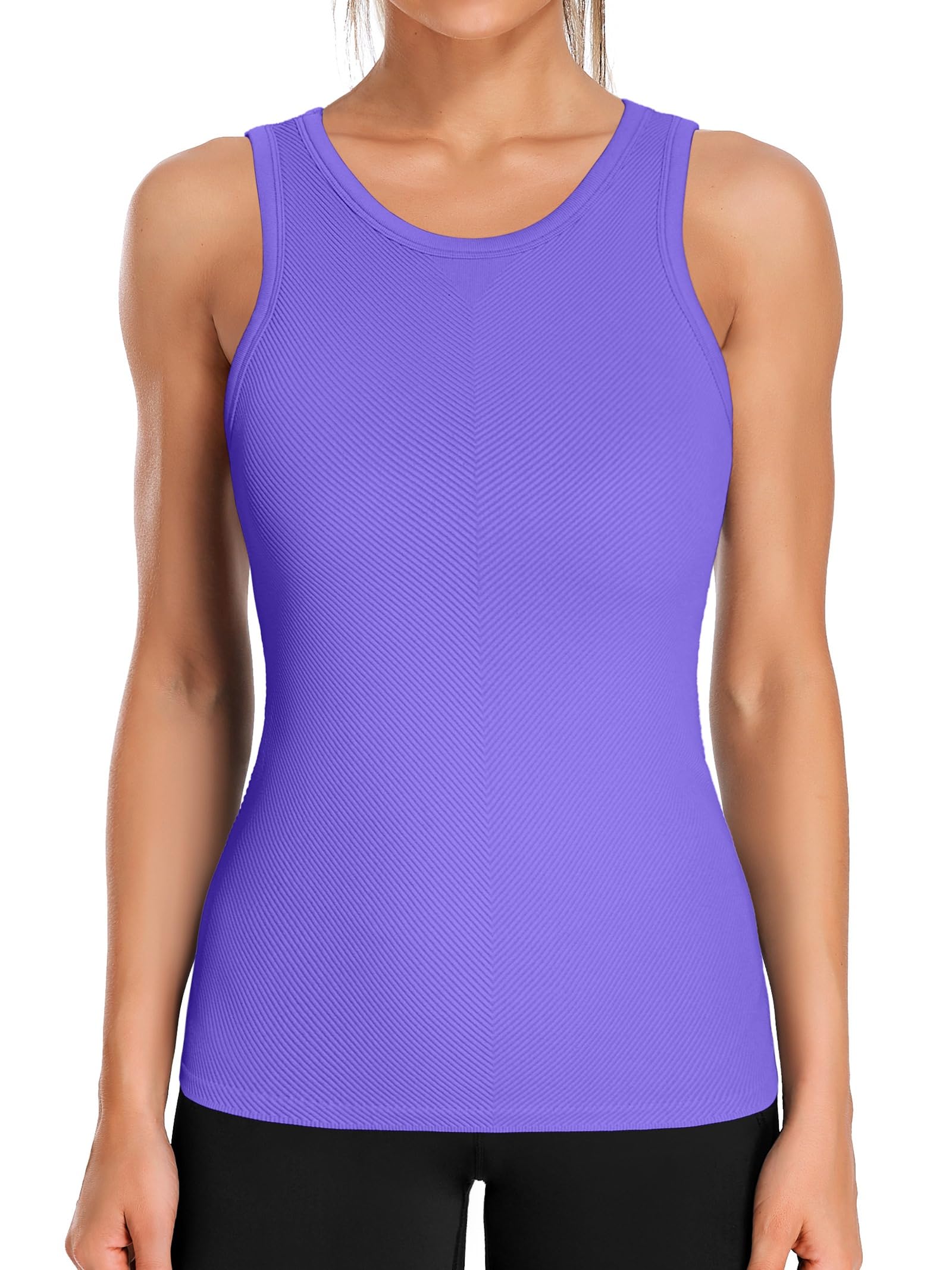 ATTRACO Ribflex Workout Tank Tops for Women Full Length Gym Athletic Top
