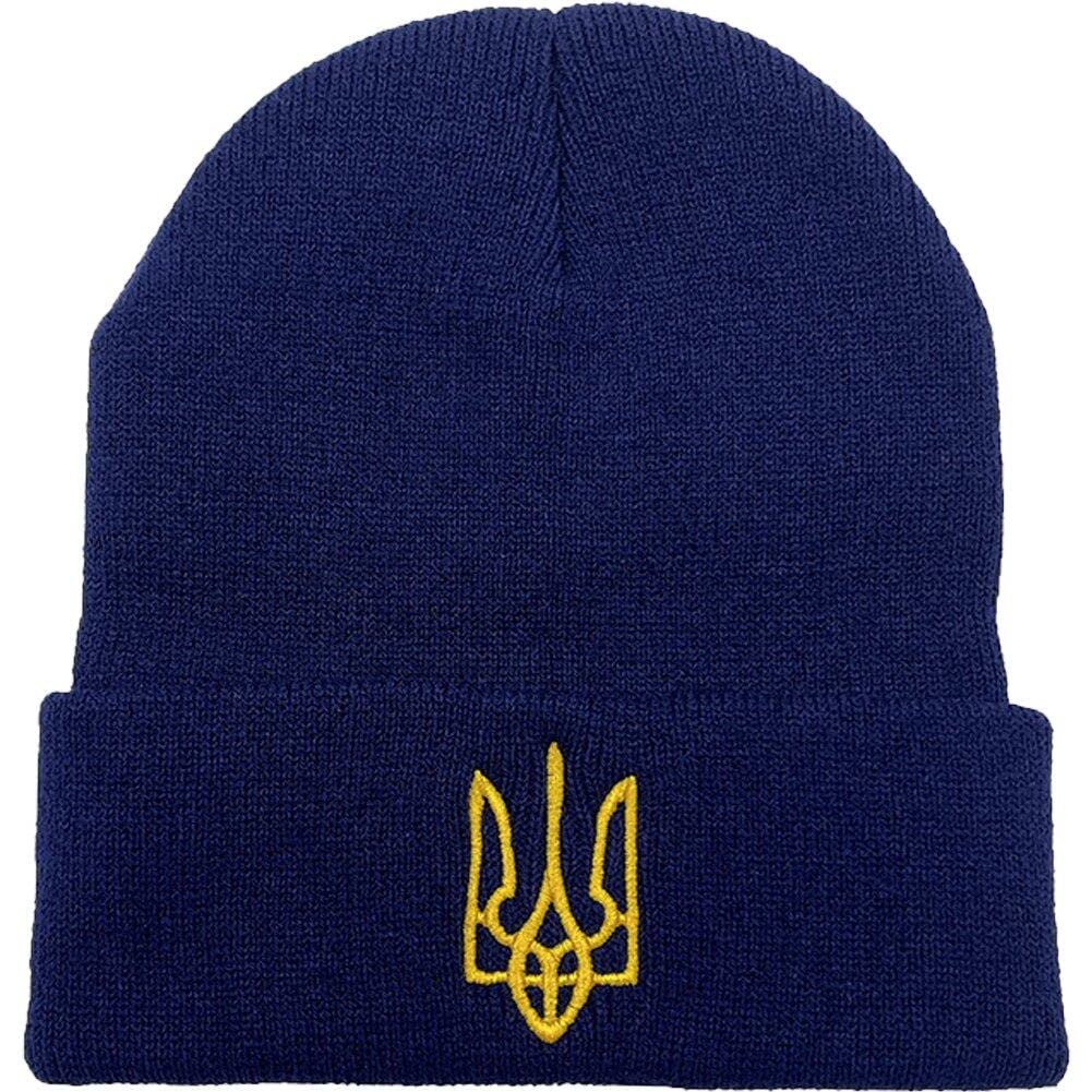 Sanfly Knit Beanie Hat Ukraine Flag Knitted Hat Mens Winter Hats Knitted Cuffed Soft Stretchable Cap Daily Beanie Hat for Men