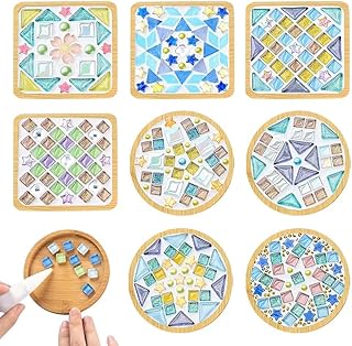 Ukontagood 8 Pack DIY Mosaic Tiles for Crafts, Mixed Color Mosaic Kits w...