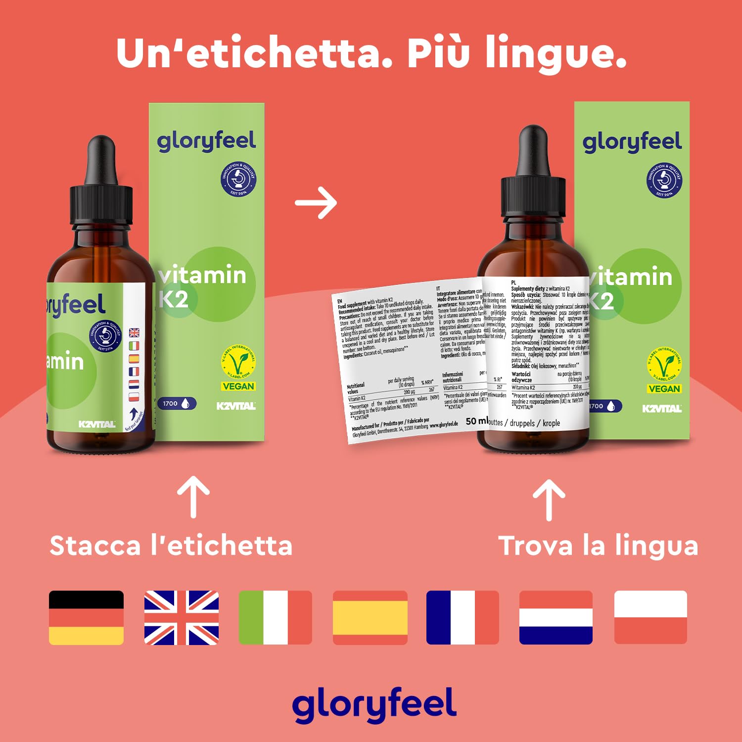 Vitamina K2, 200 mcg per 10 Gocce, Eletto PRODOTTO DELL'ANNO 2025, Supporto per Cartilagine & Ossa, Menachinone Premium 99,7+% All Trans MK7 (K2VITAL® di Kappa) - Premium Gnosis Vit MK7, 100% vegan