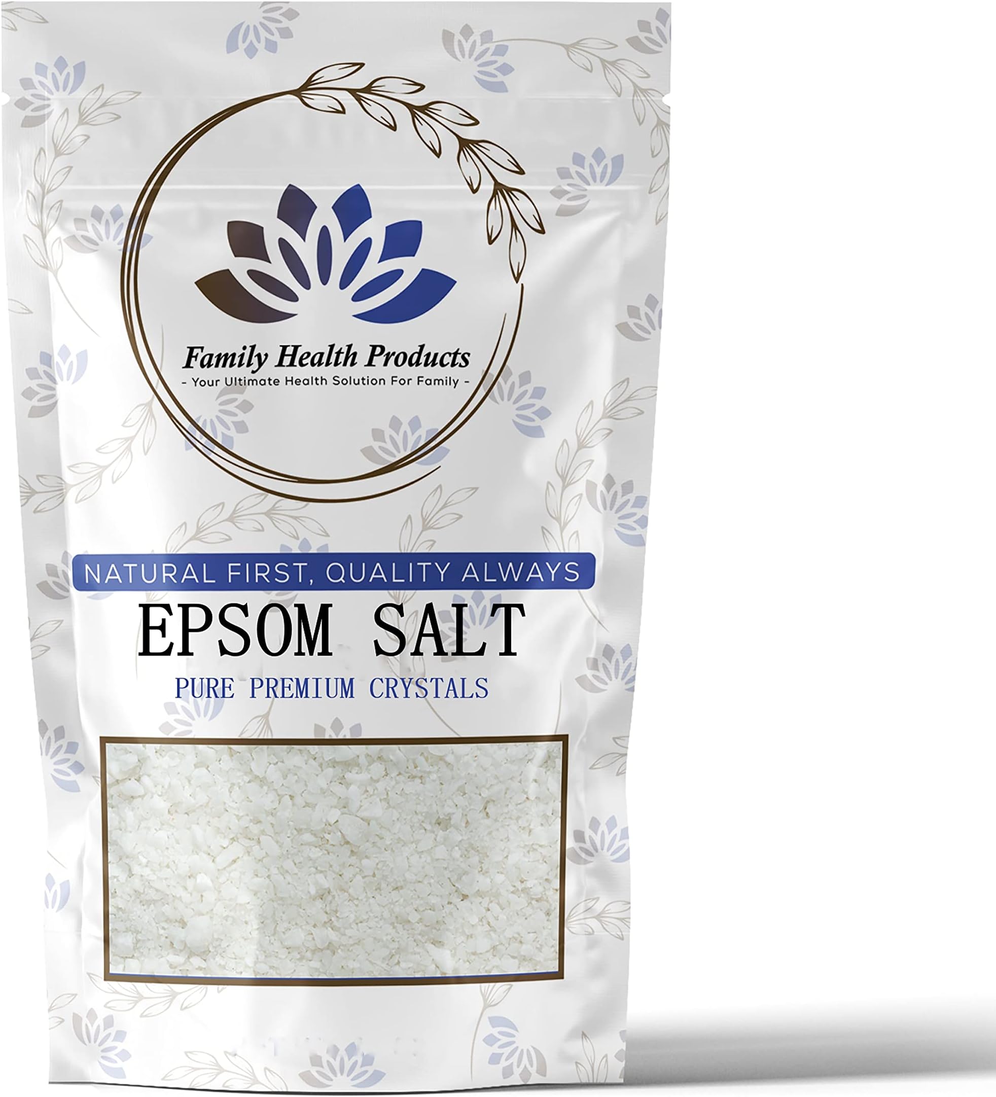 Pure Epsom Salt Magnesium Sulfate - Food Grade Bulk Crystals for Bath Soak 12 oz. Bag (Family Health Products)