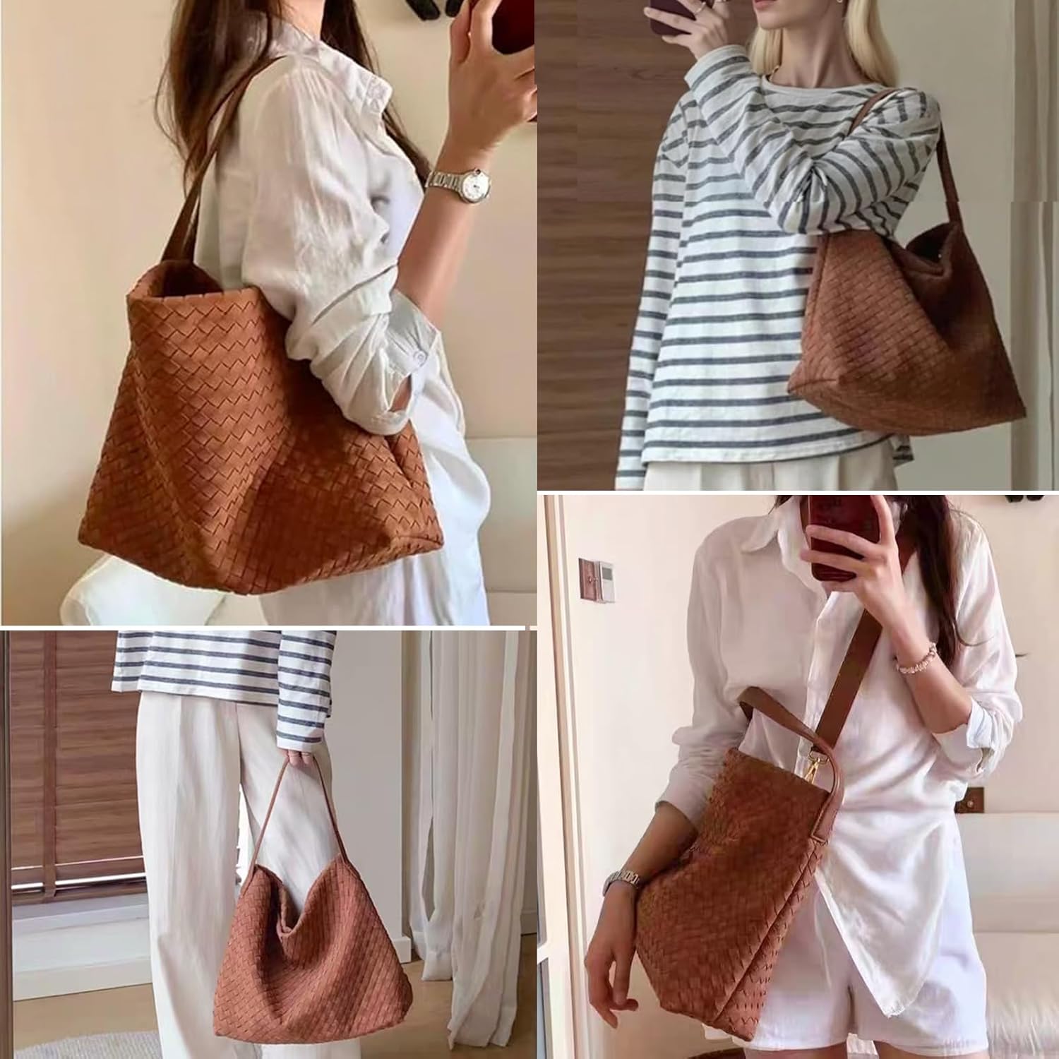 Woven Suede Hobo Bag for Women, Fall Woven Purse Slouchy Shoulder Crossbody Bag, Tote Elegant Handbag Satchel for Work Travel - Image 2
