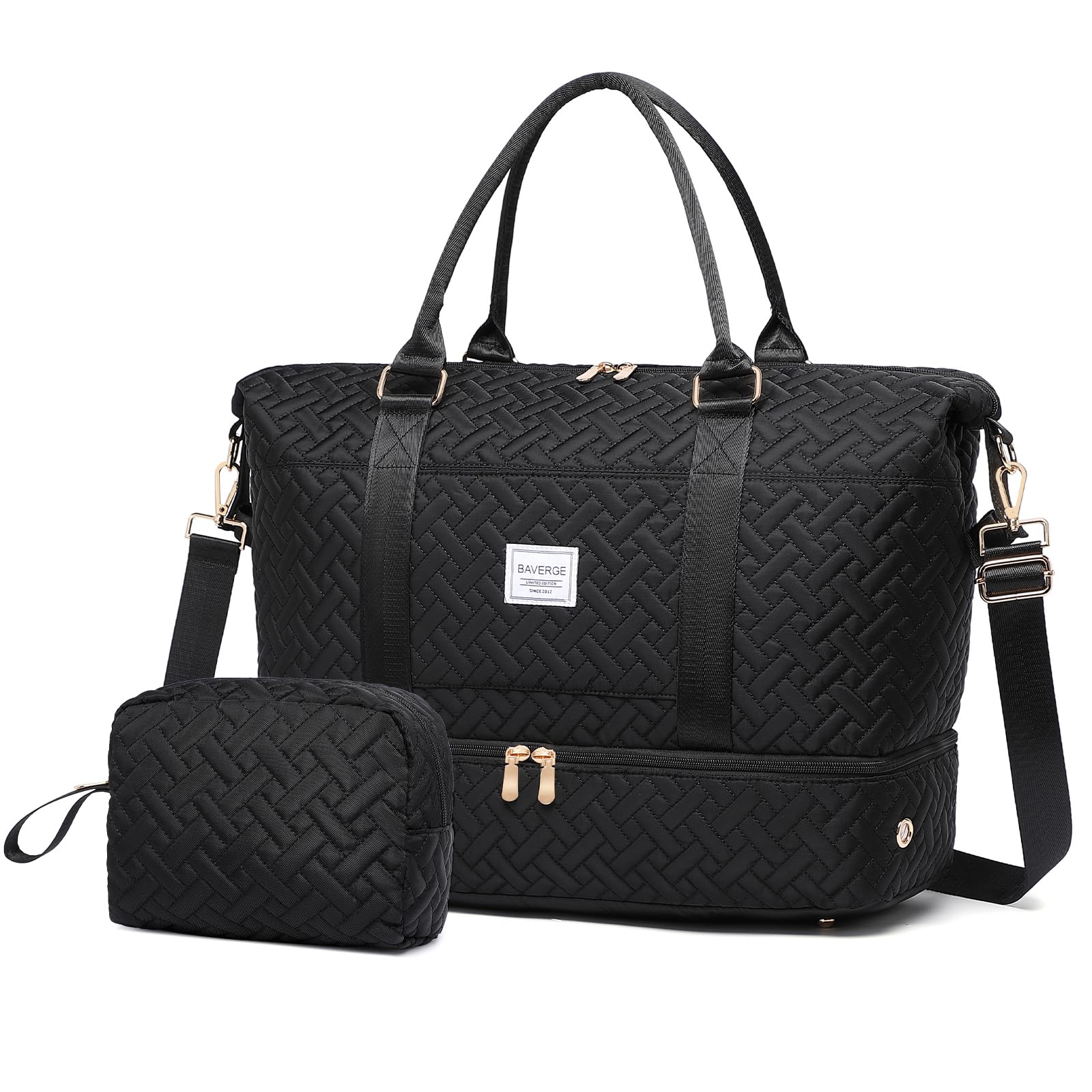Bolsa de deporte de viaje bolsa de fin de semana con compartimento para zapatos, bolso de mano para mujer con bolsa de tocador, bolsa de gimnasio de 50 L con bolsillo húmedo, bolsas de hospital