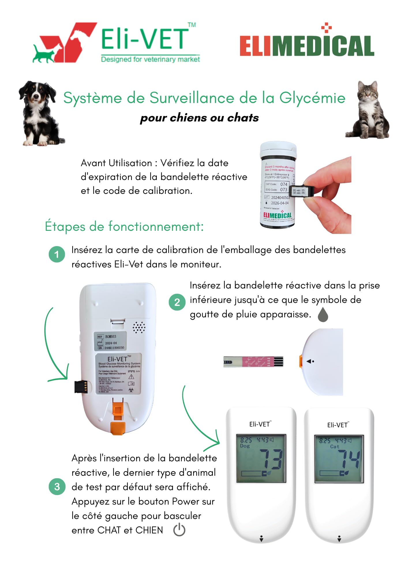 Elimedical Eli-Vet Sistema di Monitoraggio della Glicemia, per Cani e Gatti Diabetici a Uso Veterinario, BGMS01