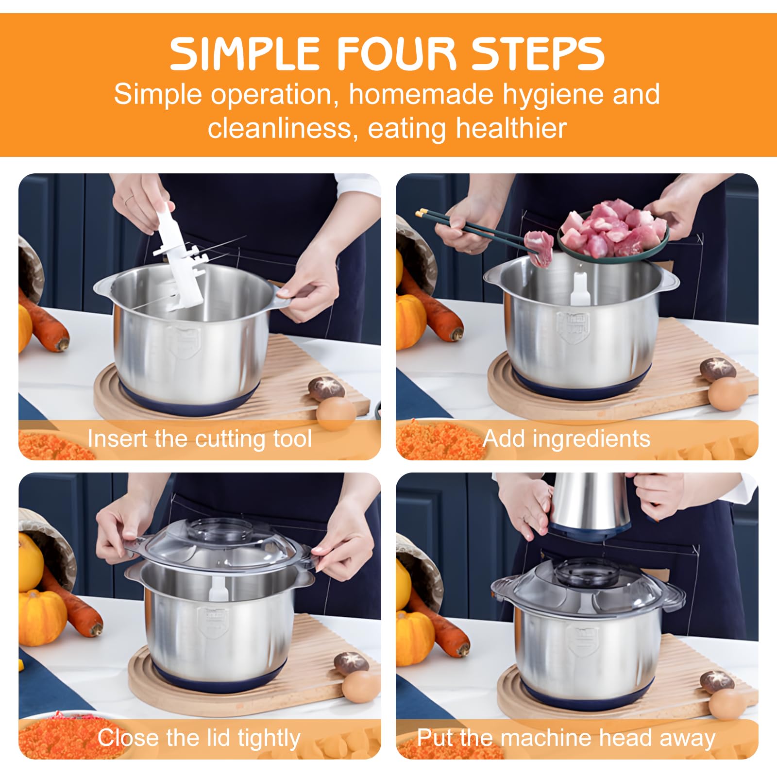 Tritatutto elettrico, 5 l tritatutto multifunzione con due lame da taglio, tritatutto elettrico extra forte per carne, verdure, frutta e porridge, 500 W, regolabile in 5 livelli