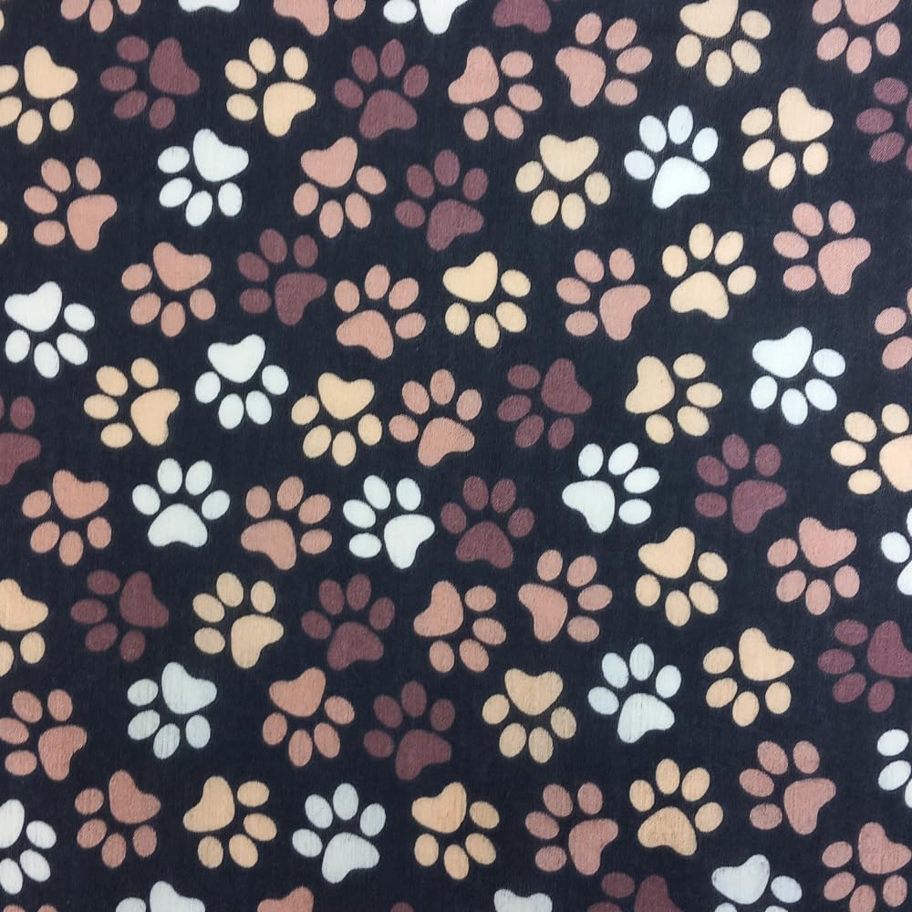 Oh Sew Crafty Limited Brown Polycotton Fabric Small Paw Prints Little Dog Doggy Puppy Paws 112Cm Wide (Price Per Metre) (Brown)