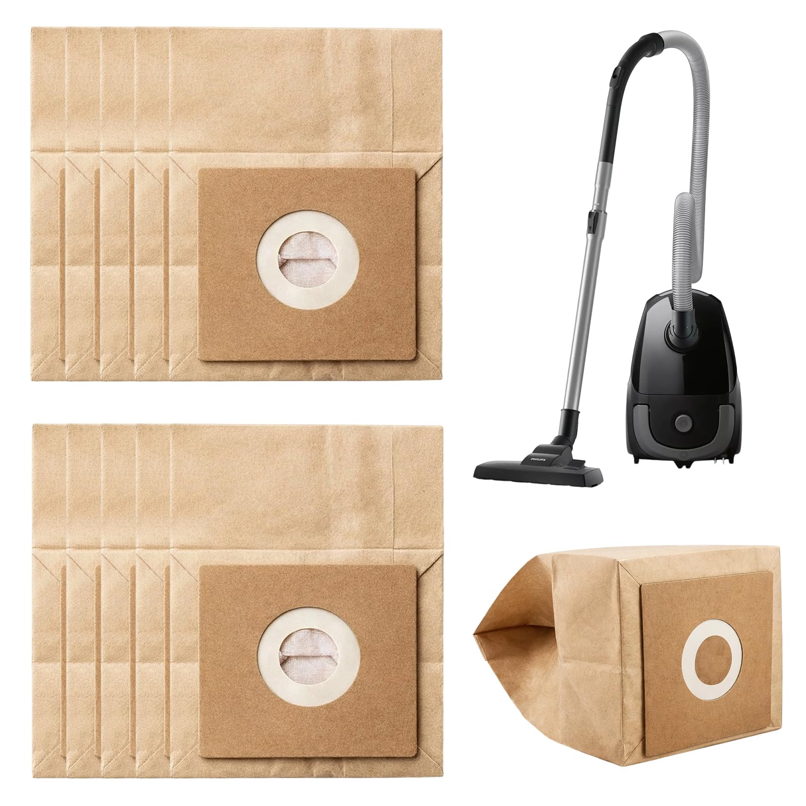 10 Pack acuum Bags, Argo Hoover Bags, Bush Vacuum Cleaner Bags, Compatible with Bush Vacuum Cleaner Models, Set of Ten Paper Dust Collection Bags