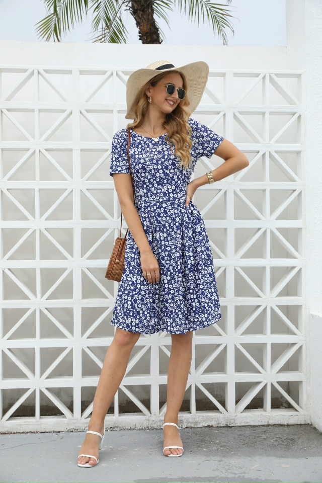classic casual dresses Editum Solid Color Short Sleeve Ruched Casual Summer Versatile Loose Mini Dress Women's Dresses Wrap For Women Elegant Classic Holiday