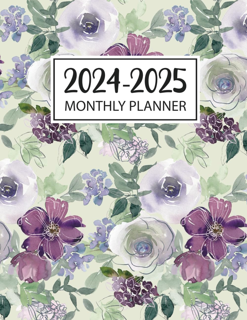 2024-2025 Monthly Planner: 24 Months Planner, Monthly Calendar (Two Years from January 2024 to December 2025) Watercolor Floral Cover
